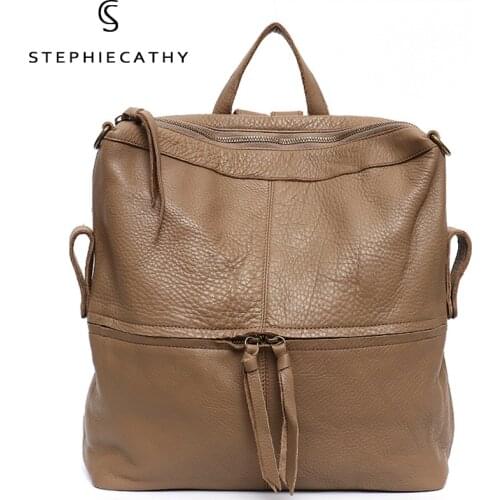 SC Brand Luxury Cowhide Backpacks For Women Men Vintage Casual Knapsacks Large High Quality Genuine Leather Shoulder Bags Travel