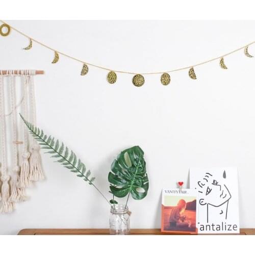 Nordic Moon Shining Phase Garland Party Home Decoration Chains Gold Wall Hanging Ornaments Room Bedside Background/Wedding Decor
