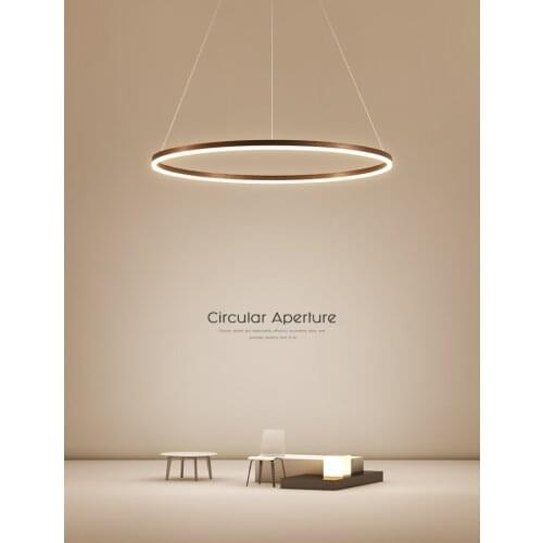 LED Modern Chandelier restaurant lamp Nordic designer single head Round White / brown/Golden Minimalist living room Chandelier