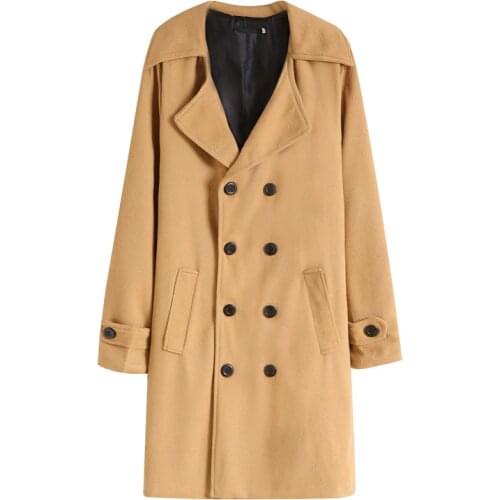 Khaki Winter Trench Coats Men Casual Slim Warm Long Mens Jacket Oversized Double Breasted Korean Style Windbreaker Overcoat