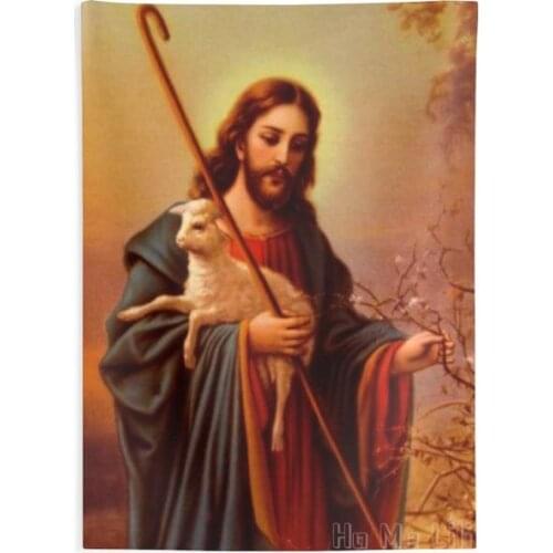 The Inspirational Decoration Of The Christian Tapestry Church Of Jesus Holding The Lamb