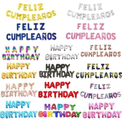 FELIZ CUMPLEANOS Letter Balloons Foil Spain Happy Birthday Alphabet balloon Birthday Party Decorations Kids Baby Shower balls