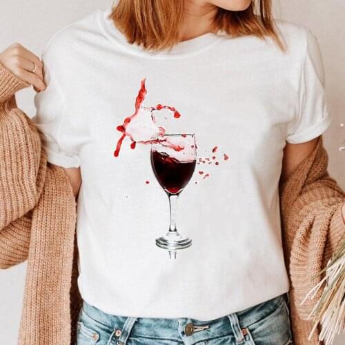 Women Wine New Style Trend Print Graphic T-shirt Short Sleeve Tee Fashion T Shirt Female Cartoon Top Style Ladies Clothing