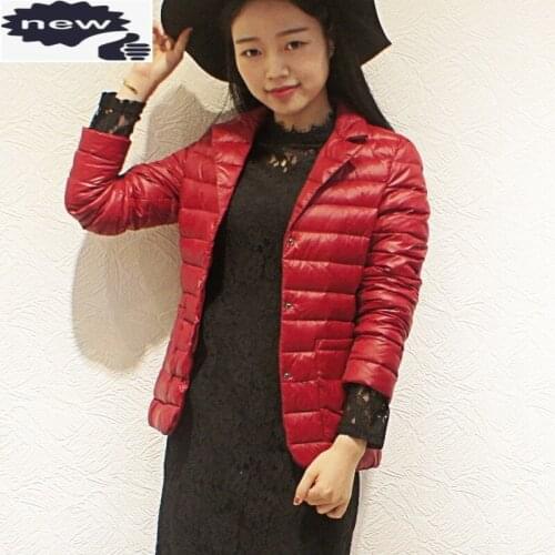 Winter Women Lightweight Slim Fit Parkas Down Padded Short Jacket Classic Office Ladies Suits Single Breasted Outerwear Parka