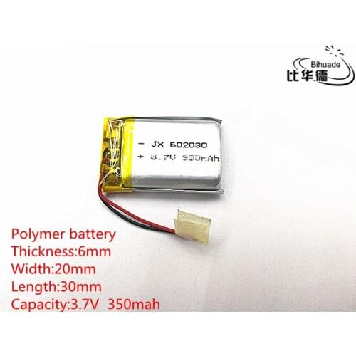 10pcs 3.7V 350mAh 602030 Lithium Polymer Li-Po li ion Rechargeable Battery cells For Mp3 MP4 MP5 GPS PSP mobile bluetooth