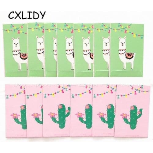 24pcs Alpaca Party Theme Paper Bag Birthday Party Candy Bag Cutlery Spoon Bag Llama Birthday Party Decorations HW89
