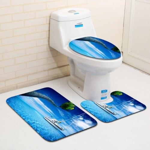 Bath Mat 3 Piece Set Classical Pattern Toilet Cover Foot Pad Non-slip Absorbent Bathroom Door Mat Flannel Soft Bathr Rug Carpet