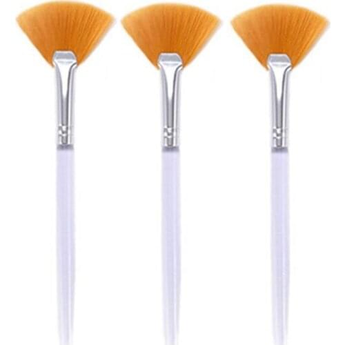 3pcs Practical Facial Brushes Fan Makeup Brushes Soft Portable Mask Brushes Cosmetic Tools for Women Ladies Girls