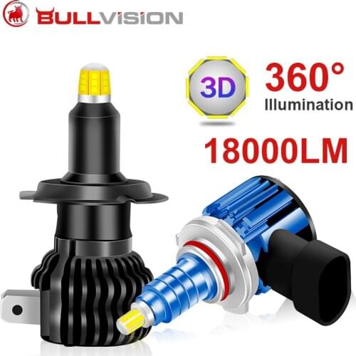 3d Car Lights H7 Led Bulbs 360 20000LM 12V Kit 6000K H1 H8 H11 High/Low Beam Turbo Led 9005 9006 HB4 Headlights Canbus faro led