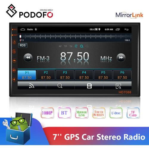 Podofo 2 Din Car Radio Android Universal GPS Navigation Bluetooth Wifi Car Audio Stereo Car Multimedia MP5 For Volkswagen Nissan