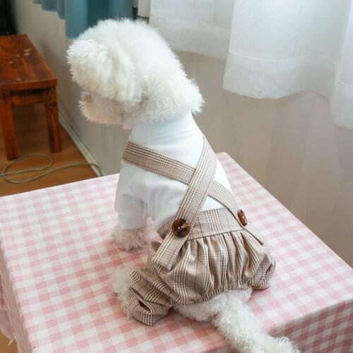 Black Plaid Dog Jacket With Khaki Girl Boy Suspender Strap Pants Autumn Winter New Pet Four Legs Overall Accessories Products