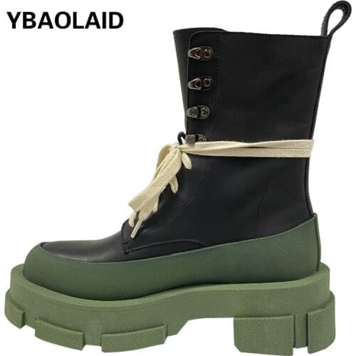 British Style Increased Thick-soled Martin Boots New Patent Leather Waterproof Platform Front Cross Strap Short Motorcycle Boots