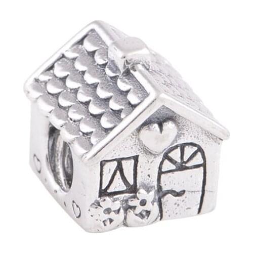 Sweet Home Vintage Beads Silver 925 Original Charm Beads for Chain Bracelets Women DIY House Silver Beads for Jewelry Making