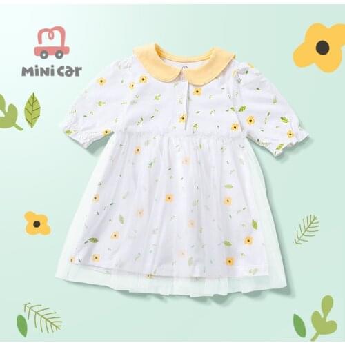 Baby Dress 2021 Summer New Girl Fashion Baby Dress 100% Cotton Children Dress Gauze Skirt cCartoon Fower Princess Dress Newborn