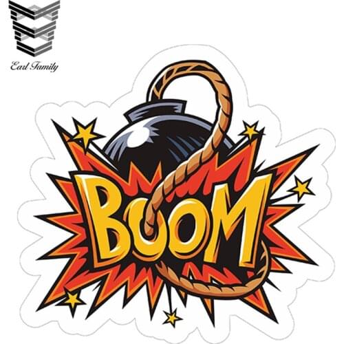 EARLFAMILY 13cm x 12.25cm Funny BOOM Vinyl Stickers Car Bumper Trunk Window Decals Reflective Car Sticker Waterproof Car Styling