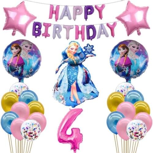 Hot Sale Frozen Balloon Set with Numbers Princess Aisha Anna Aluminum Film Balloon Set Birthday Party Decoration