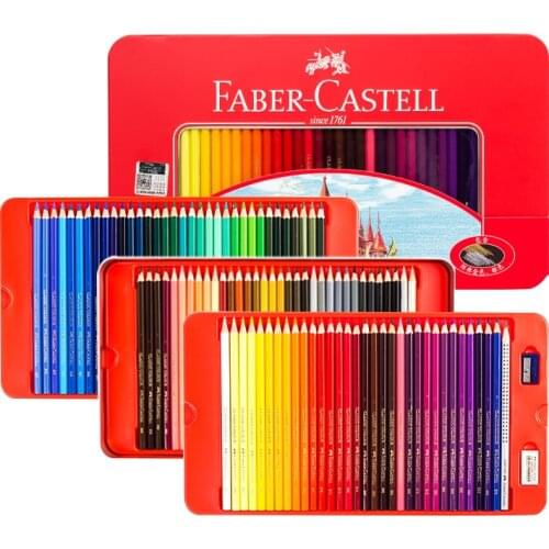 Faber Castell Oil Classic Colored Pencils Tin Set 100 Vibrant Colors Art Drawing for Kid Adult Coloring Books Sketching Painting