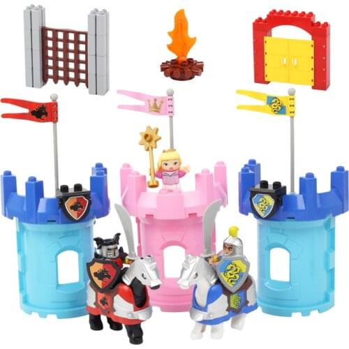Castle Scenes Big Building Blocks Assemble Accessories Compatible Duplo Fort Tower Set Princess Knight War Diy Toys For Children