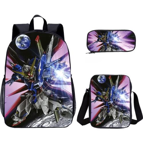 MOBILE SUIT GUNDAM Primary School Backpack Set high class student Backpack 3 Pcs Casual Laptop Daypack