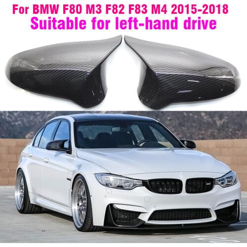 Rearview Mirror Covers For BMW F80 M3 F82 F83 M4 2015-2018 ABS Carbon Fiber Gloss Black
