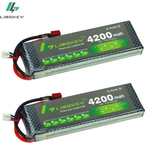 Limskey POWER 7.4V 4200mAh 25C 2S LiPo Battery With T/XT60 Plug for RC Car Airplane Helicopter 7.4 V 4200 mah 2S Lipo Battery