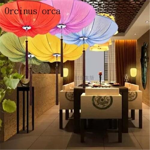 New Chinese style chandelier antique art living room restaurant hot pot shop aisle cloth lotus lamp