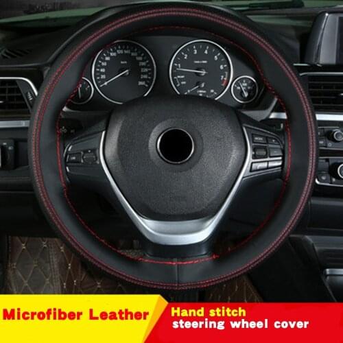Microfiber Leather Hand-Stitched Car Steering Wheel Cover Fashionable Sports Style Breathable And Comfortable to Drive