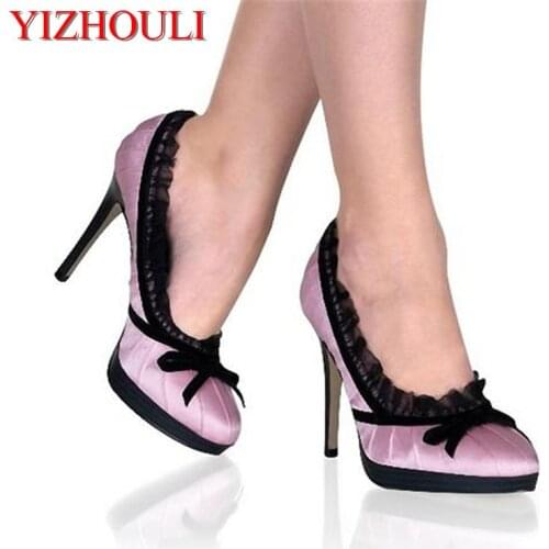 The stage performance model shows the princess-princess banquet dress shoes, 13cm high heel Dance Shoes