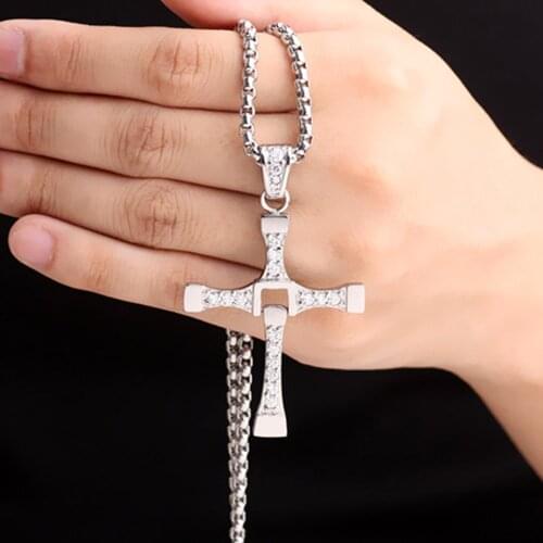 Fashion silver necklace cross toretto mens stainless steel cross necklace crystal cross jewelry steel toretto for women ND0101