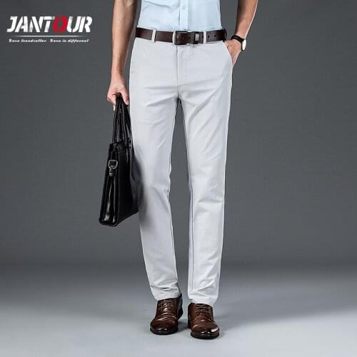 Brand Men Clothing Mens Business Casual Pants Classic 5 Colors Straight High Quality Trousers Male Blue Light Grey Khaki Black
