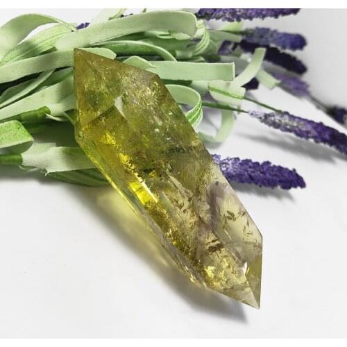 Natural crystal wand Double Arrow citrine point yellow tawny quartz points Home Decor Ornaments 116g