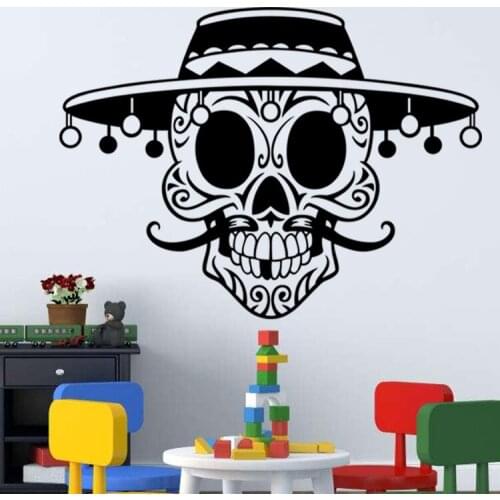 New Arrive Personality Vintage/Hat 3D Skeleton Vinyl Wall Sticker Boy Room Bar Decoration Home Decor Adesivo De Parede Wallpaper