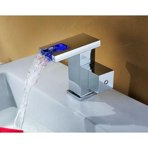 The new hydroelectric basin faucet hot and cold tri-color LED light thermostat Lavatory Faucets patented product