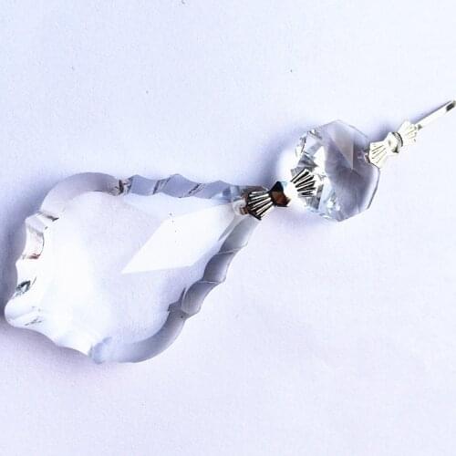 Wholesale 50PCS/lot Clear 22*80mm crystal maple Leaf with beads for Chandelier parts Glass Crystal lustres hanging pendants