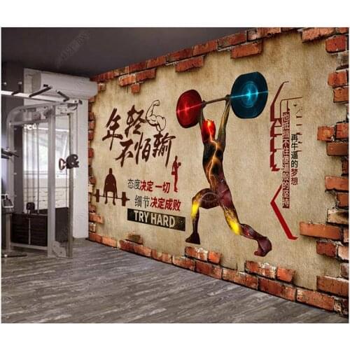 Custom photo wallpaper for walls 3 d murals Modern Gym wall painting brick background wall papers home decor