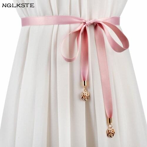 Spring and summer fashion women Rose Fine belt belts sweet style knotted silk belt ladies skirt collocation simple waist chain