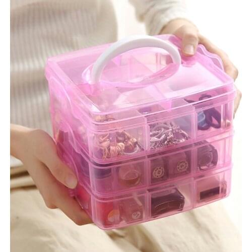 Transparent Plastic Storage Box Removable Eco-Friendly Makeup Organizer Grid Cosmetic Hair Accessories Multi-Compartment Storage