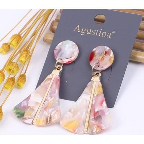 Multicolor acrylic Earrings 2020 boho style simple geometric hanging women simple fashion trendy jewelry long fashion earrings