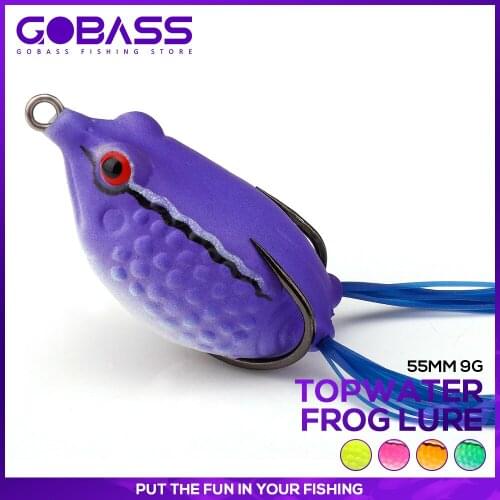 GOBASS Frog Silicone Baits For Bass Fishing Tackle Lure 55mm 9g Floating Popper Wobblers Artificial Rubber Soft Bait Sharp Hooks
