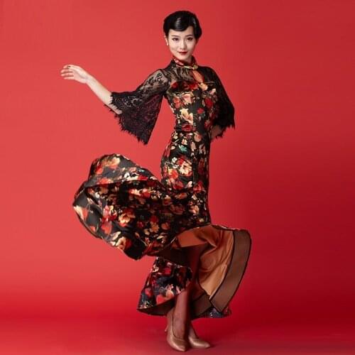 Standard dance dress ballroom dress woman foxtrot China waltz ballroom dance dress flamenco spanish dance costumes social dance