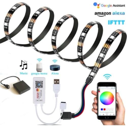 5V Led Strip Light RGB 5050 SMD Flexible Ribbon Tape TUYA wifi USB / 4AA Battery Led Stripe Lamp Wi Fi Phone TV Backlight 1-5m
