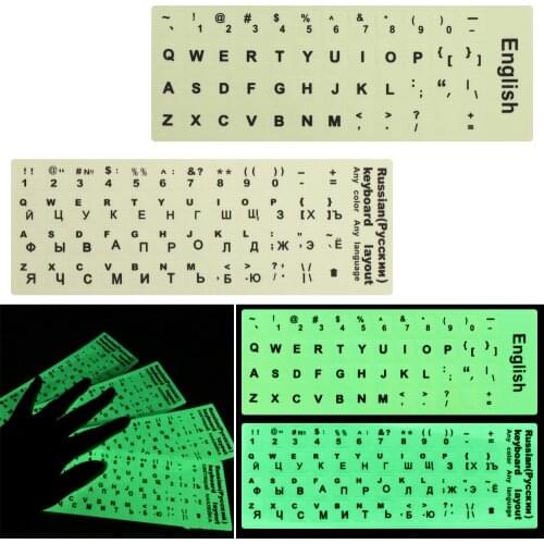 Spanish/English/Russian/Arabic/French Language Luminous Keyboard Stickers Letter Protective Film for Laptop PC