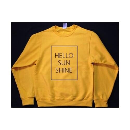 Skuggnas Hello Sunshine Yellow Sweatshirt Long Sleeve Fashion Casual Tops Crew Neck Spring Jumper Unisex aesthetic Tumblr Tops