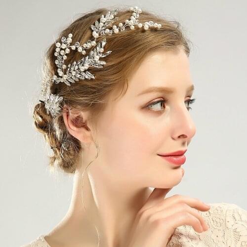 GETNOIVAS Luxury Romantic Wedding Headband Silver Color Rhinestones Headpieces Bridal Hair Accessories Women Girls Hairband SL