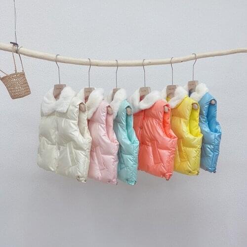 Baby Girl Waistcoat Autumn Winter Fashion Korean Fur Collar Down Vest for Children Girl Warm Thicken Vest Kids Sleeveless Jacket