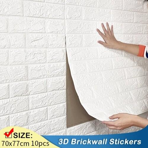 10pcs 70x77cm 3D Wall Sticker Imitation Brick Bedroom Waterproof Self Adhesive Wallpaper For Living Room Home Decoration