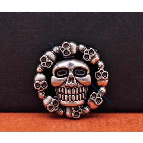 28MM Lot 10X Retro Sliver Biker Punk Gothic Skull Round Conchos Rivetback for Leathercraft Belt DIY Luggage Bag Decor
