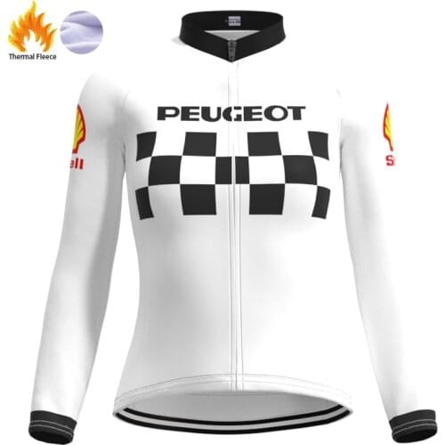 1986 Racing Go Pro Team Woman Retro White Cycling Jersey Fleece Long Sleeves Clothing winter Bike Jersey maillot ciclismo mujer