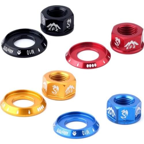 2PCS M10 Light 7075 Aluminum Alloy Folding Fixed Gear Bicycle Hub Nut Ring Wheel Bolt MTB Bicycle Screws for Crankset Bike Parts