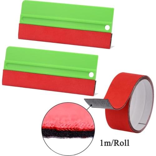 EHDIS 2PCS Vinyl Car Wrap Soft Scraper With 1M Fabric Felt Cloth Carbon Foil Film Install Squeegee Window Tinting Remover Tools